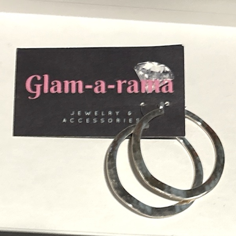 Hammered hoop earrings - silver